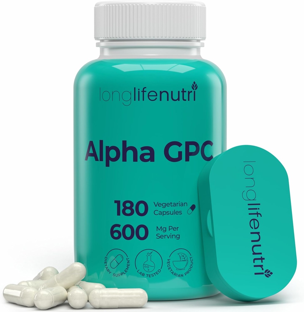 アルファGPCのコリンの補足600mg - 180のベジタリアンのカプセル、毎日エネルギーのための高い純度のNootropic、3か月の供給、認知及び精神のAcetylcholineの源、米国でなされるGMPは証明しました