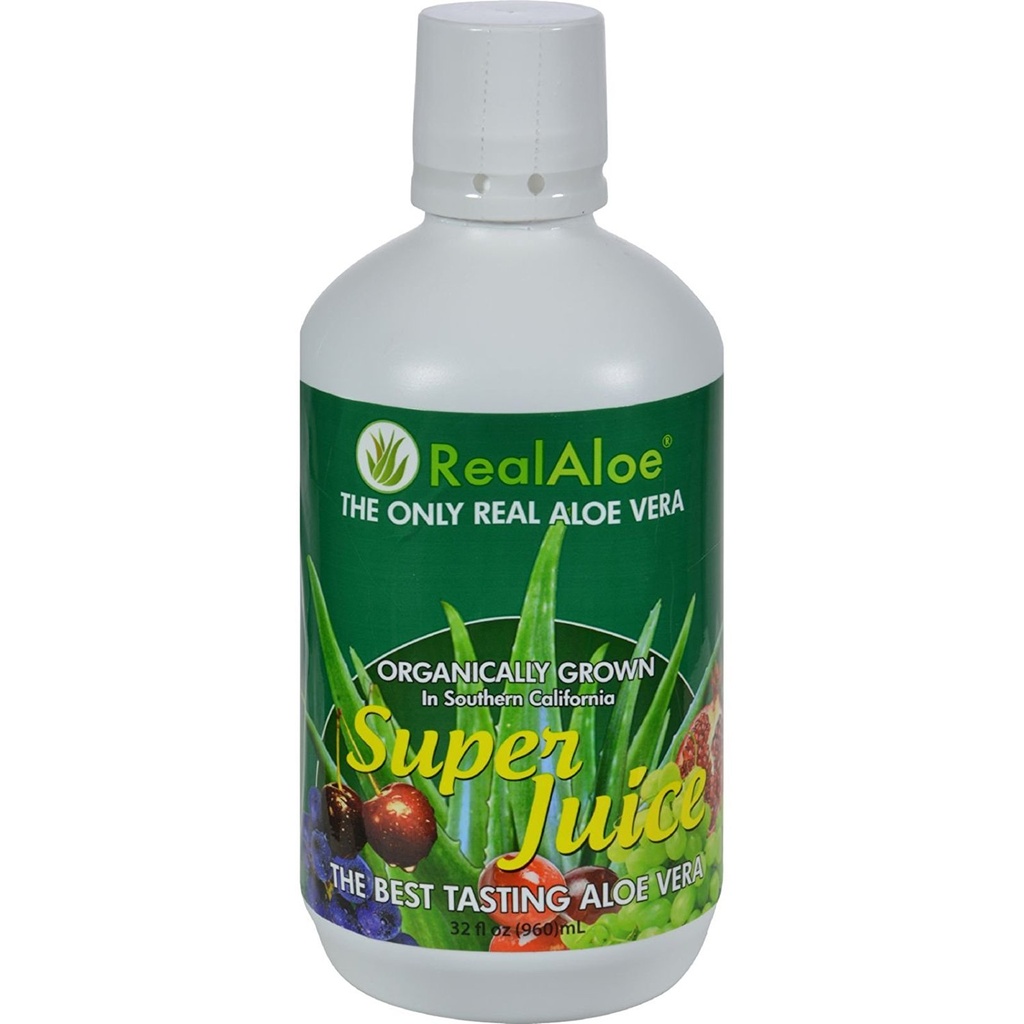 リアルアロエアロエベラスーパージュース - 有機的に成長 - ビターテイストなし - 32 fl oz(パッケージ4)