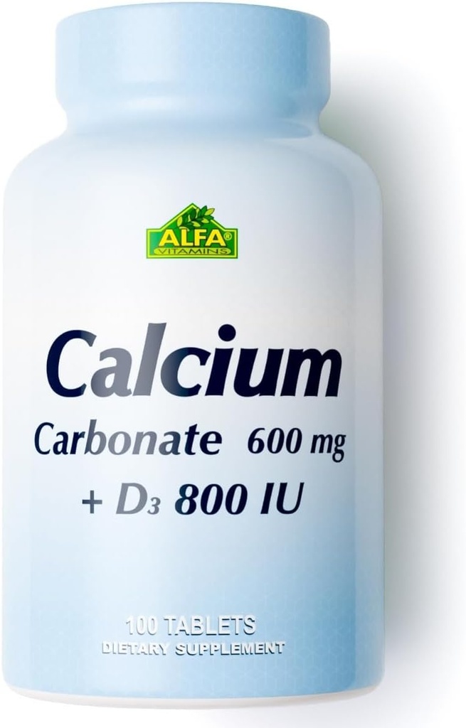 アルファビタミンによるカルシウム600mg + D3栄養補助食品 - 健康な骨 - 健康な胸 - 健康な心臓 - 健康な神経系-100錠