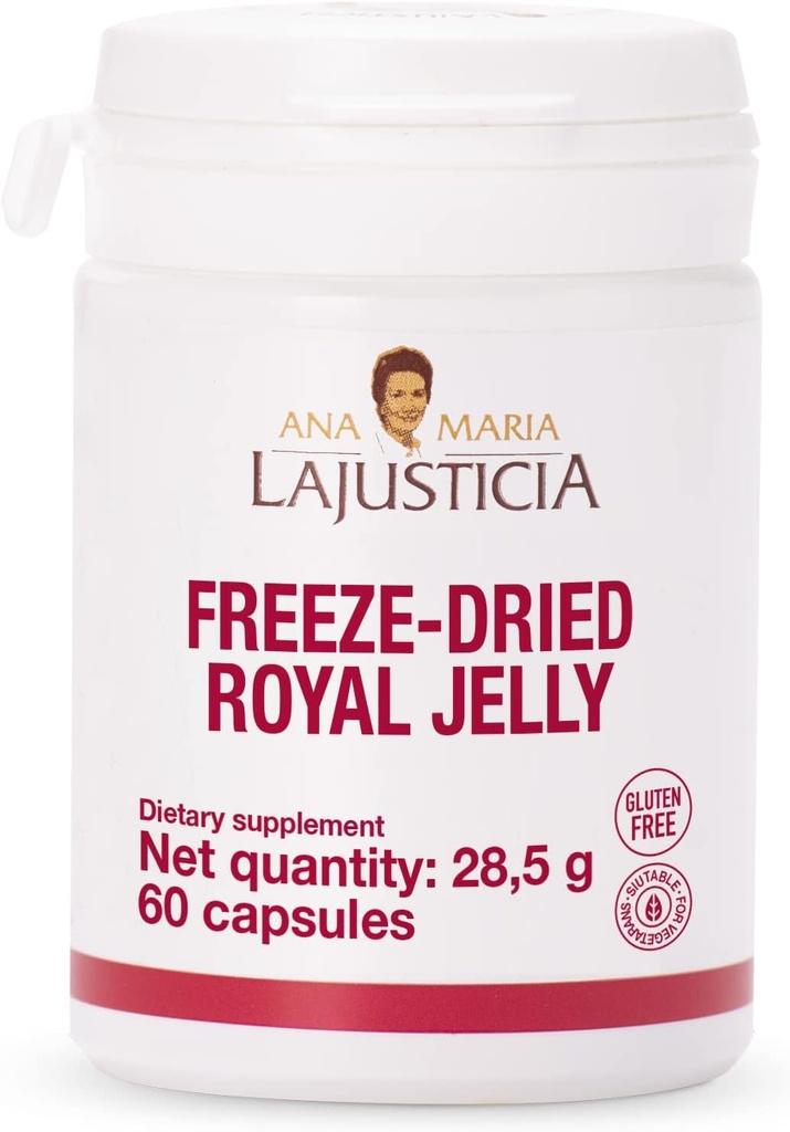Ana Maria Lajusticia - Freeze-Dried Royal Jelly - 60 Day Treatment Pack - ビタミンB、鉄、リンおよびカルシウム - 酪農場およびグルテンフリーで豊富な - ベジタリアンフレンドリー