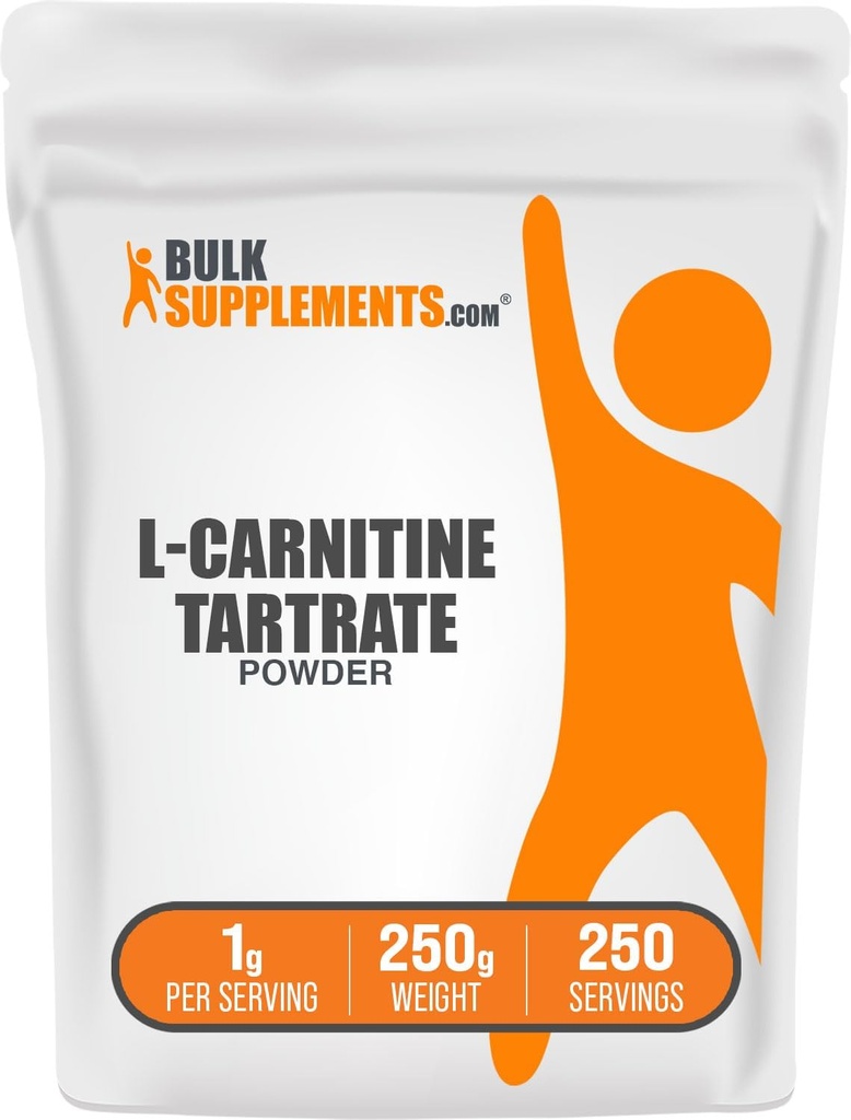 BulkSupplements.com L-Carnitine Tartrate Powder - Amino Acid Powder, Carnitine Supplement - Unflavored & Gluten Free, 1g per Serving, 250g (8.8 oz) (Pack of 1)