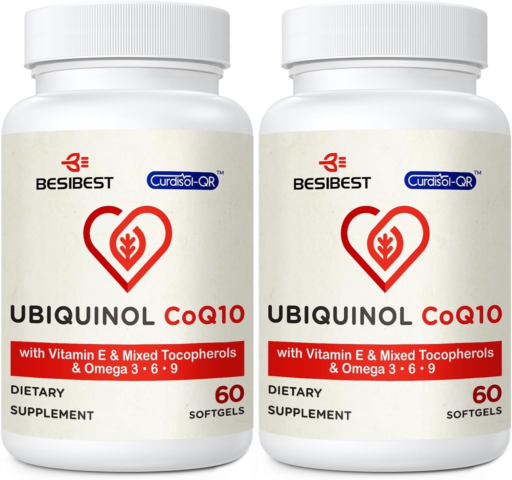 Ubiquinol CoQ10-600mg-Softgel、ビタミンE及びオメガ3、6、9、高い吸収-Coenzyme-Q10、エネルギー生産のための強力な酸化防止剤、テストされる、120の計算との活動的なCoq10 Ubiquinolの補足