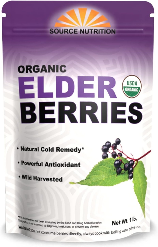 USDA オーガニック ドライ エルダーベリー - 全ヨーロッパ エルダーベリー, レスポンシブル ワイルド クラフト - パーフェクト のために ティー, シロップ, もっと - Sambucas Nigra - 1 ポンド (認定有機)