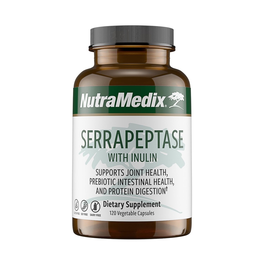 女性&男性のためのプロテオリン消化酵素とNutraMedixセラプターゼサプリメント - 乳製品、大豆&グルテンフリー(120カプセル)