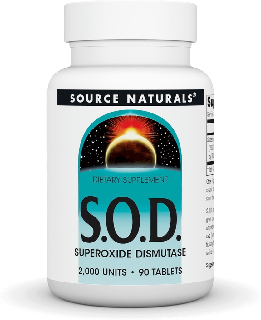 Source Naturals S-O-D, Superoxide Dismutase - Dietary Supplement - 90 Tablets