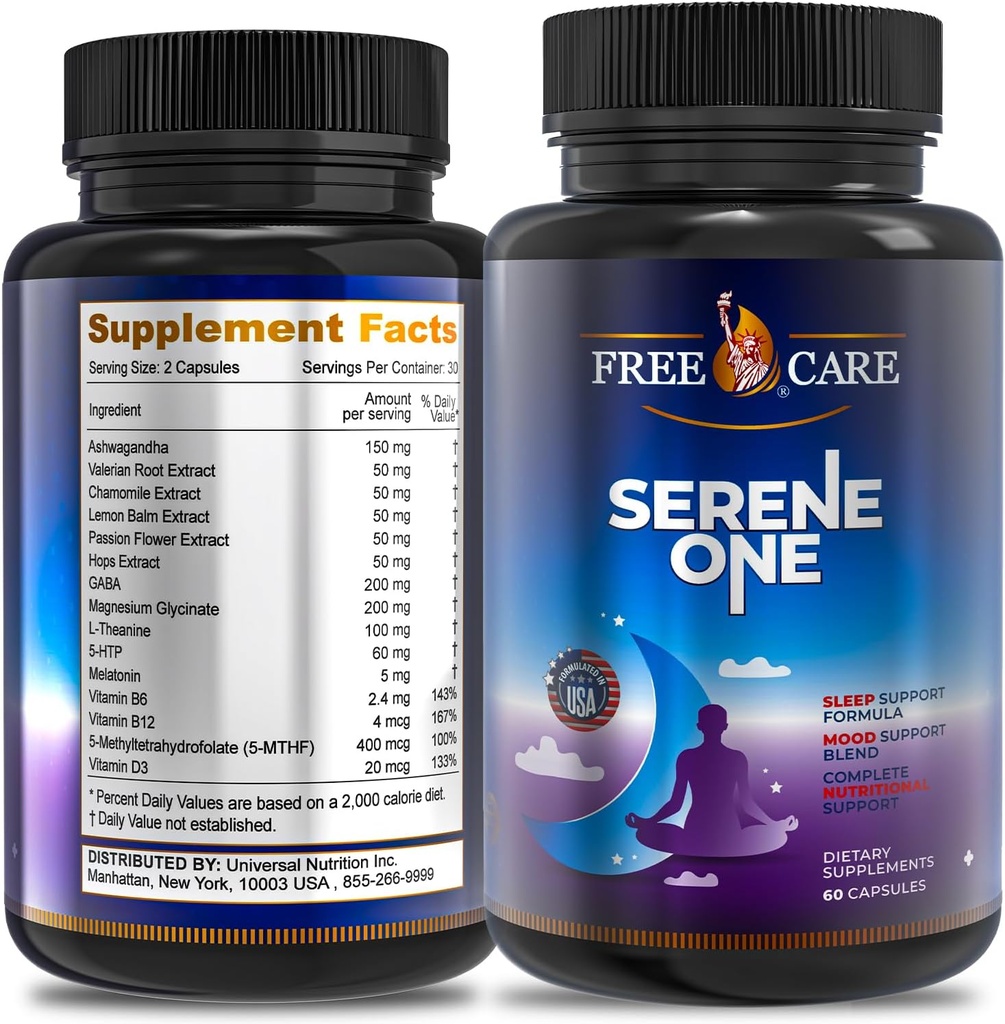 15in-1メラトニンの睡眠のカプセル - メラトニン5mgおよびマグネシウムのグリシンが付いている大人のための自然な睡眠の援助、サポート睡眠の健康、Ashwagandha、L-テアニン、GABA、5-HTP - 60のカプセルとの圧力救助
