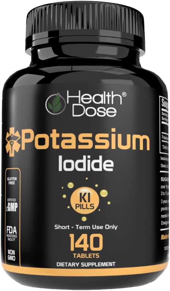 健康用量カリウムイオドイド(KI) - 130mg、140錠 - 短期甲状腺保護、ヨウ素サプリメント&甲状腺の健康サポート。 完全な月の供給。