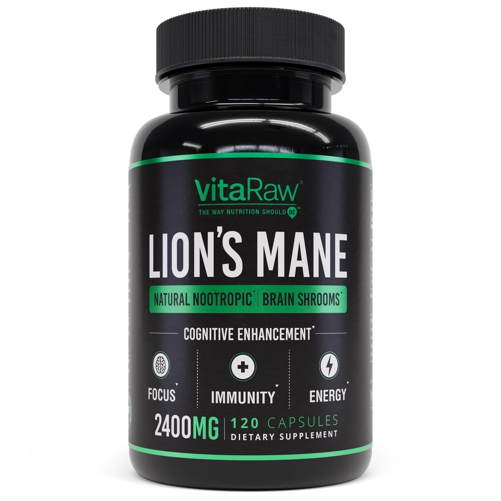 有機ライオンズマネサプリメントカプセル2400mg - 強力な向知性 - 記憶、エネルギー、および精神的明快さを維持するのに役立ちます - ビーガン脳ブースターフォーカス丸薬 - 実際のライオンズマネサプリメント