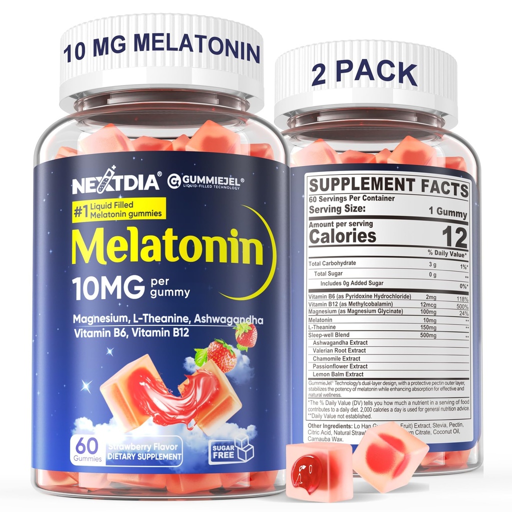 大人のための2つのパックの砂糖の自由なMelatoninのグミー10mg 20mgのマグネシウムのGlycinateのMelatonin、Ashwagandha、L-Theanine、B6、B12の深い弛緩、酸化防止剤、ビーガン、120日のためのレモン バルムおよびChamomile