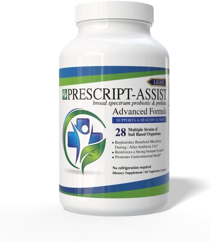 Prescript-Assist Light - 28 Strains Soil Microflora Probiotic and Prebiotic for Children & Adults with Advanced Formula - Soil based Probiotics for Gut Health - 冷凍不要、60キャップ