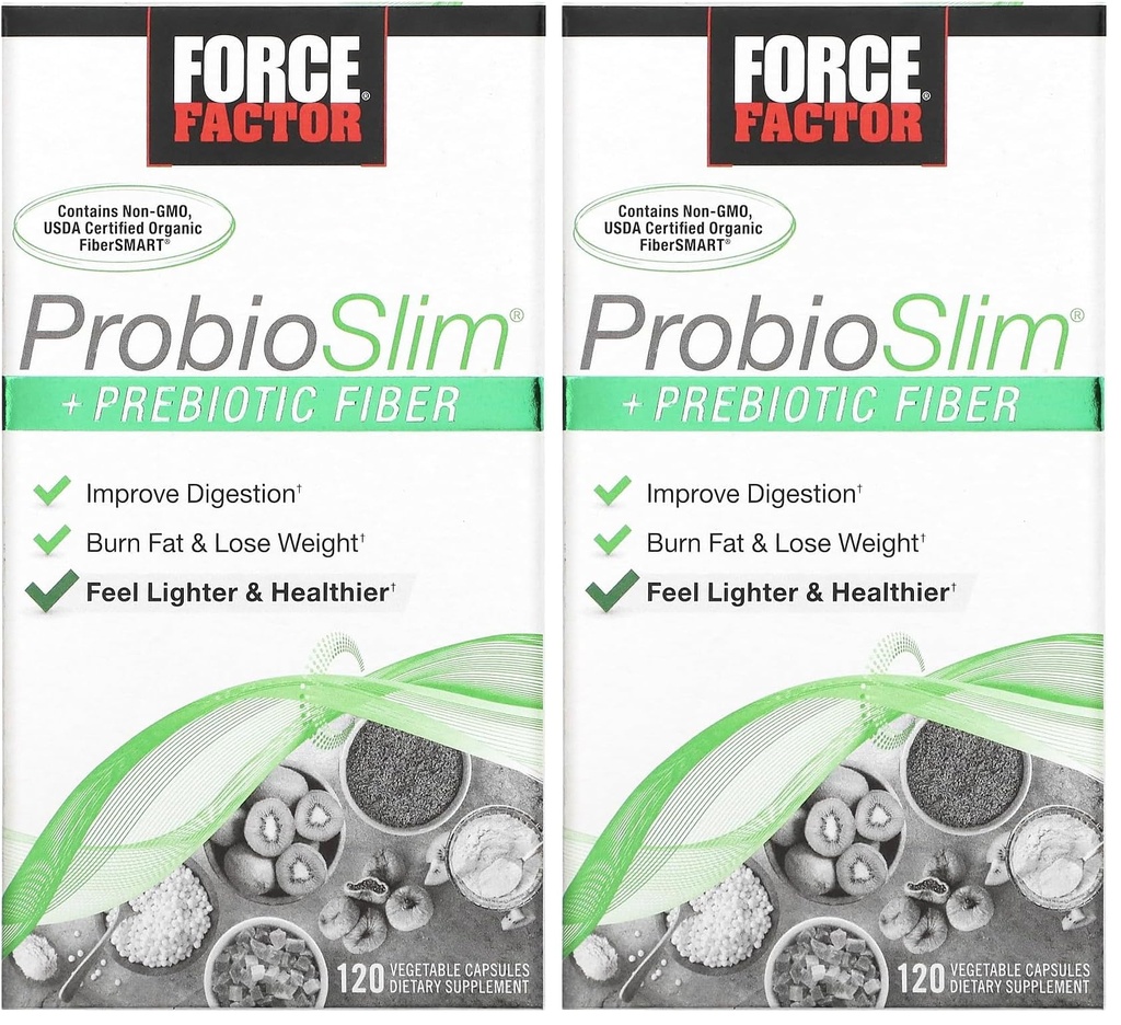 力率 ProbioSlim + 女性と男性のためのプレバイオティック繊維の減量の補足、緑茶のエキスおよびPsylliumのハブ繊維、120のカプセルが付いているプロバイオティックおよびプレバイオティックの消化器の健康サポート