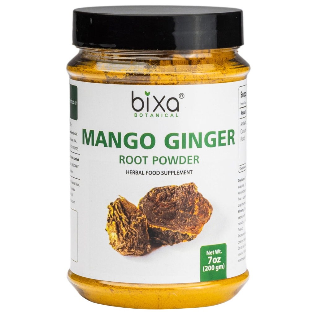 bixa BOTANICAL マンゴージンジャールートパウダー | クルクマ・アマダ | Ambehaldi 発酵ハーブサプリメント | 200グラム / 7 OZ | グルテンフリー、非GMO、蒸気処理、完全菜食主義者の、100%純粋な。
