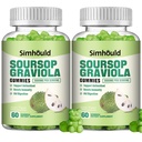 2 Pack Soursop Graviola Gummies - 3000mg Extra Strength Soursop Leaves Supplement with Vitamin C, Zinc - Digestive Aid, Immune Support & Antioxidant - Sugar-Free, Non-GMO, Vegan, 120 Counts