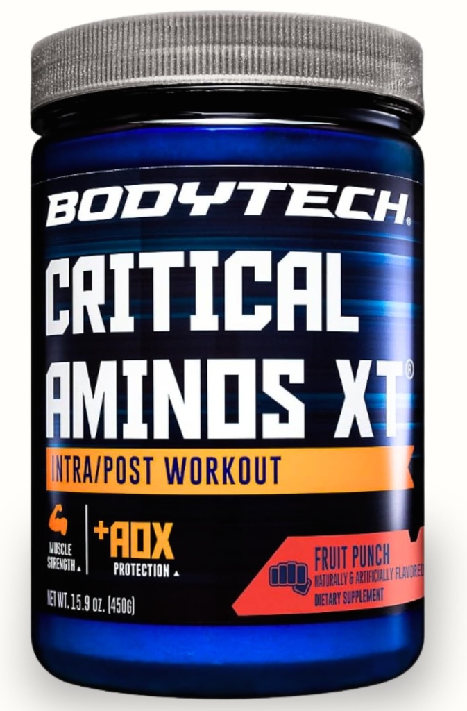 BODYTECHクリティカルアミノXTイントラ/ポストワークアウトパウダー おいしいフルーツパンチ風味 - 筋肉の回復をサポートし、最適な結果のパフォーマンスを向上させるために処方(15.9オンス/ 45のサービング)