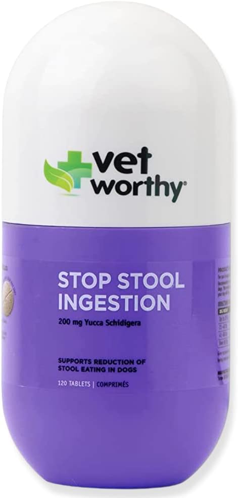 Vet Worthyストップスツールの摂取 - Coprophagia - スツールの摂食を防ぐための犬のサプリメント - Yucca Schidigera、パルズリーリーフ、カモミール、ティアミン - 肝臓の風味、120 Chewable錠
