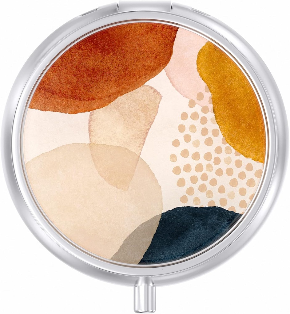 Pill Case, Cute Travel Pill Box for Purse, Moisture Proof Small Medicine Holder, Portable Pocket Medicine Organizer Dispenser to Hold Vitamins, Cod Liver Oil, Supplements, Simple Abstract Art