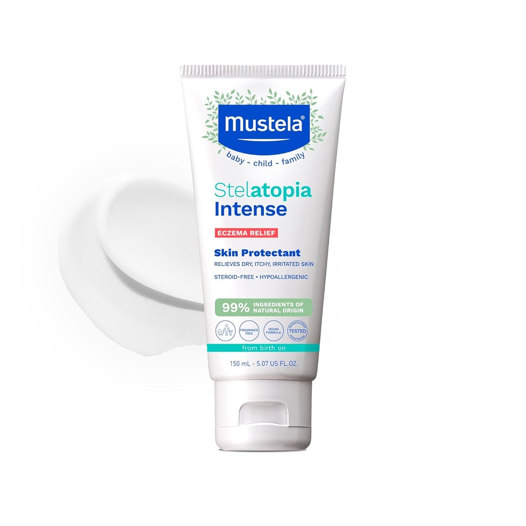 Mustela Eczemaリリーフクリームステラトピアインテンセンス - コロイドオートミールとフレグランスフリー保湿ボディローション - 乾燥、かゆみ、刺激肌&フレアアップ - 赤ちゃん、子供&大人 - 5.07 fl。 oz。