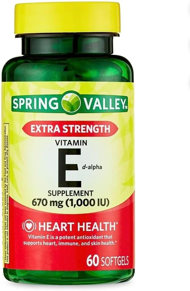 ばねの谷の余分強さのビタミンE DアルファSoftgels、670のmg (1,000 IU)、60の計算