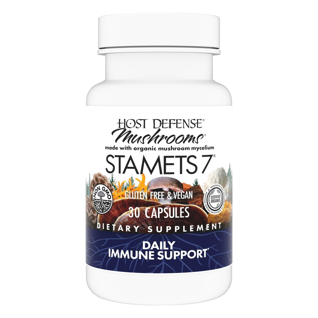 Host Defense Stamets 7-7 Species Blend - Mushroom Supplement for Immune Support - Includes Royal Sun Blazei, Cordyceps, Reishi, Maitake, Lion's Mane, Chaga & Mesima - 30 Capsules (15 Servings)*
