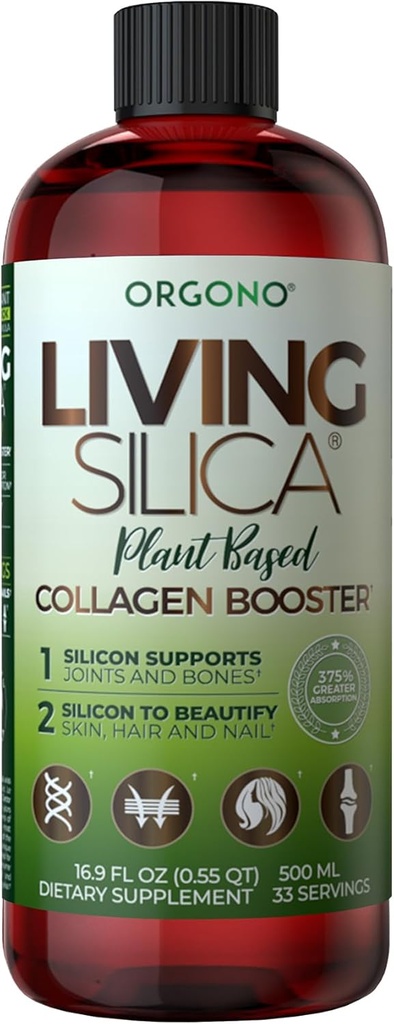 Living Silica Plant Based Collagen Booster | Vegan | Supports Healthy Collagen and Elastin Production for Joint & Bone Support, Glowing Skin, Strong Hair & Nails 500 ml | 16.9 Fl Oz