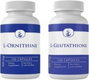 PURE ORIGINAL INGREDIENTS L-Glutathione & L-Ornithine Bundle (100 Capsules Each), No Additives or Fillers, Lab Verified