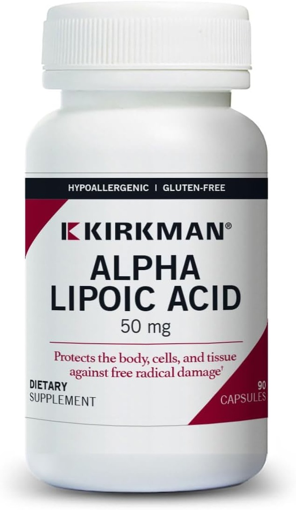 Kirkman - アルファリポ酸50mg - 90カプセル - 強力な酸化防止剤 - 有害放射状物質に対する保護 - Hypoallergenic