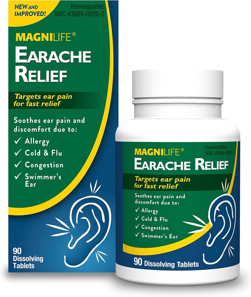 MagniLife の耳痛の救助、Swimmers の耳、アレルギー、風邪およびフルインからの苦痛および不快のための速い行為の自然な救助- 90 速い分解のタブレット