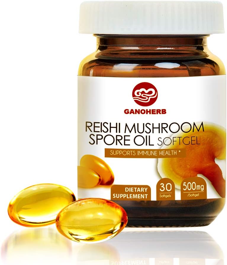 Organic Reishi Mushroom Spore Oil Supplement-USDA Ganoderma Lucidum Extract Capsule-Immune System Natural Energy for Wellness&Liver Support-Vegan, Non-GMO Gluten Free, 30 Veggie Softgels