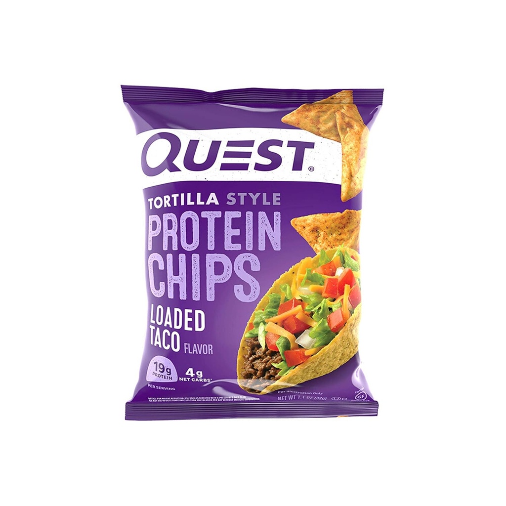 Quest Nutrition Loaded Taco Tortilla Style Protein Chips, 19g Protein, 4g Net Carb, Low Carb, Gluten Free, 1.1 oz (パッケージ 12)