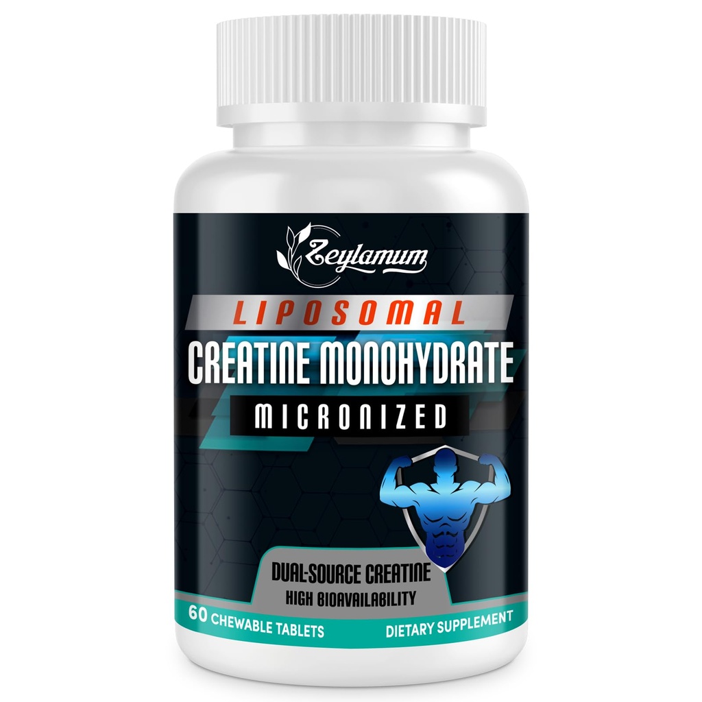 クレアチンの咀嚼は人及び女性、クレアチンの Monohydrate、Liposomal及びMicronizedの30のサービングとの99%の吸収のためのタブレットを錠剤にします