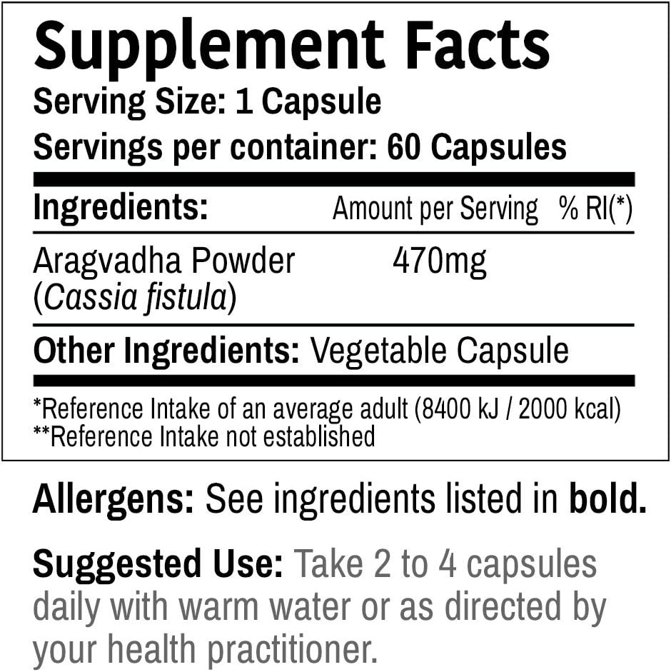 DR WAKDE'S Aragwadhaカプセル(カシアフィストラ、60ベジーキャップ、植物ベースのサプリメント、アーユルヴェーダハーブ、オールナチュラル、ビーガン)