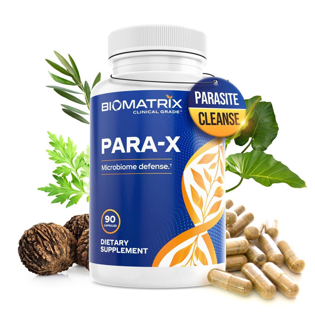 BioMatrix para-X 消化性クレンジングサプリメント、ハーブフォーミュラ - ワームウッド、ベルベリン、ブラッククルミ、アルテミシン、オリーブリーフ、ヒト用 | 90 ベジギーキャップ