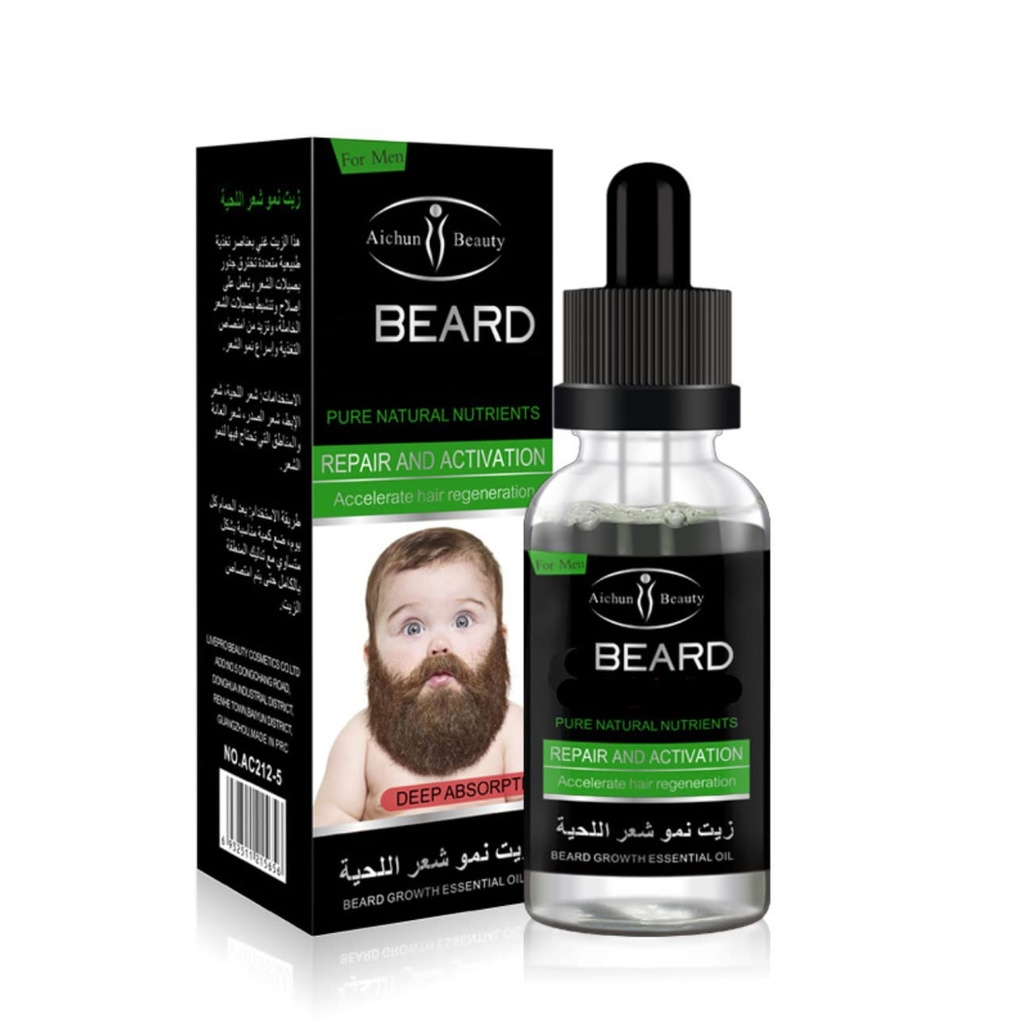 エイチュンビューティベアードがオイルを育てる | フェイシャルヘアーサプリメント | ティッカーベアードケア|Mens Hair Growth Vitamins 30ml/1.01oz