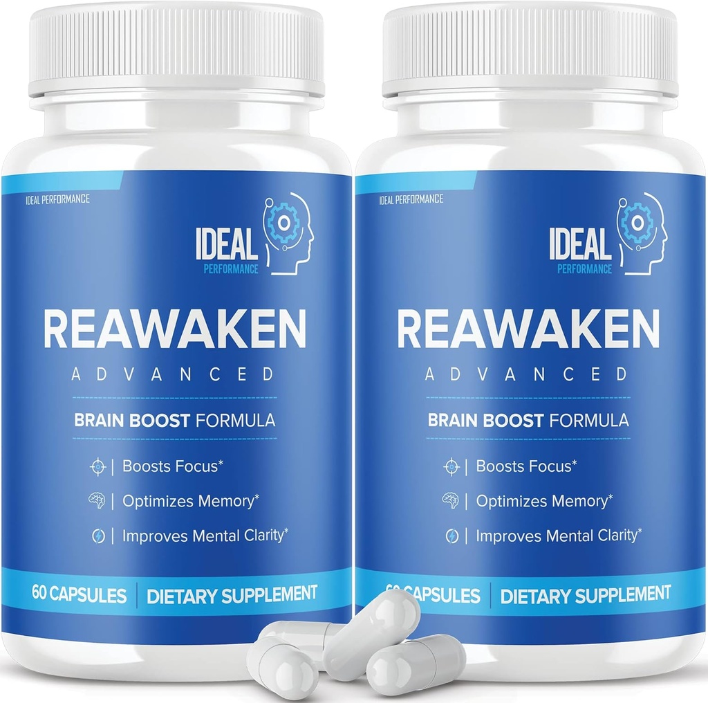 Reawaken Brain Boost Supplement for Memory Advanced Formula (2 Pack - 120 Capsules)