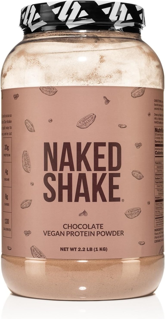 Naked Shake - チョコレートプロテインパウダー - 植物ベースのプロテインシェイクとMctオイル、グルテンフリー、大豆フリー、Gmosや人工甘味料なし - 30サービング