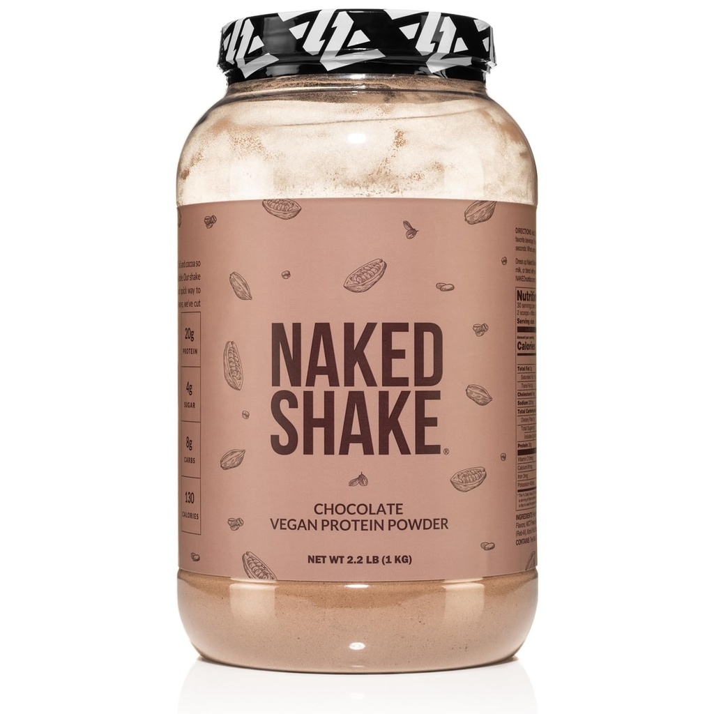 Naked Shake - チョコレートプロテインパウダー - 植物ベースのプロテインシェイクとMctオイル、グルテンフリー、大豆フリー、Gmosや人工甘味料なし - 30サービング