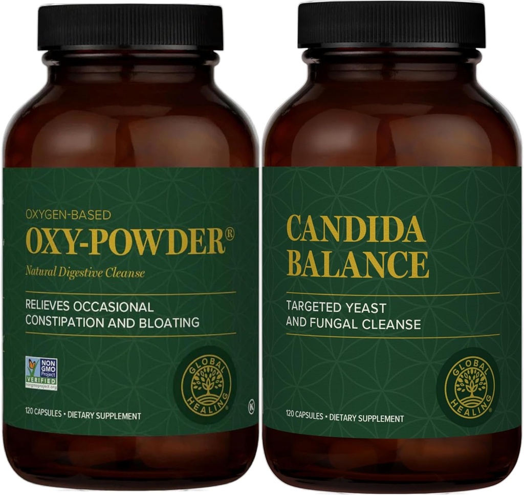 Global Healing Center - Oxy- Powder & Candida Cleanse Kit - Colon Cleanser and Detoxification for Natural Candida Cleanse