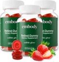 Embody Multivitamin Retinol Gummy - 180 Count, Strawberry Flavor - Vitamin A Supplement for Anti-Aging, Acne, and Clear Skin - Glowing and Youthful Hair, Skin and Nails - Biotin, Vitamin C