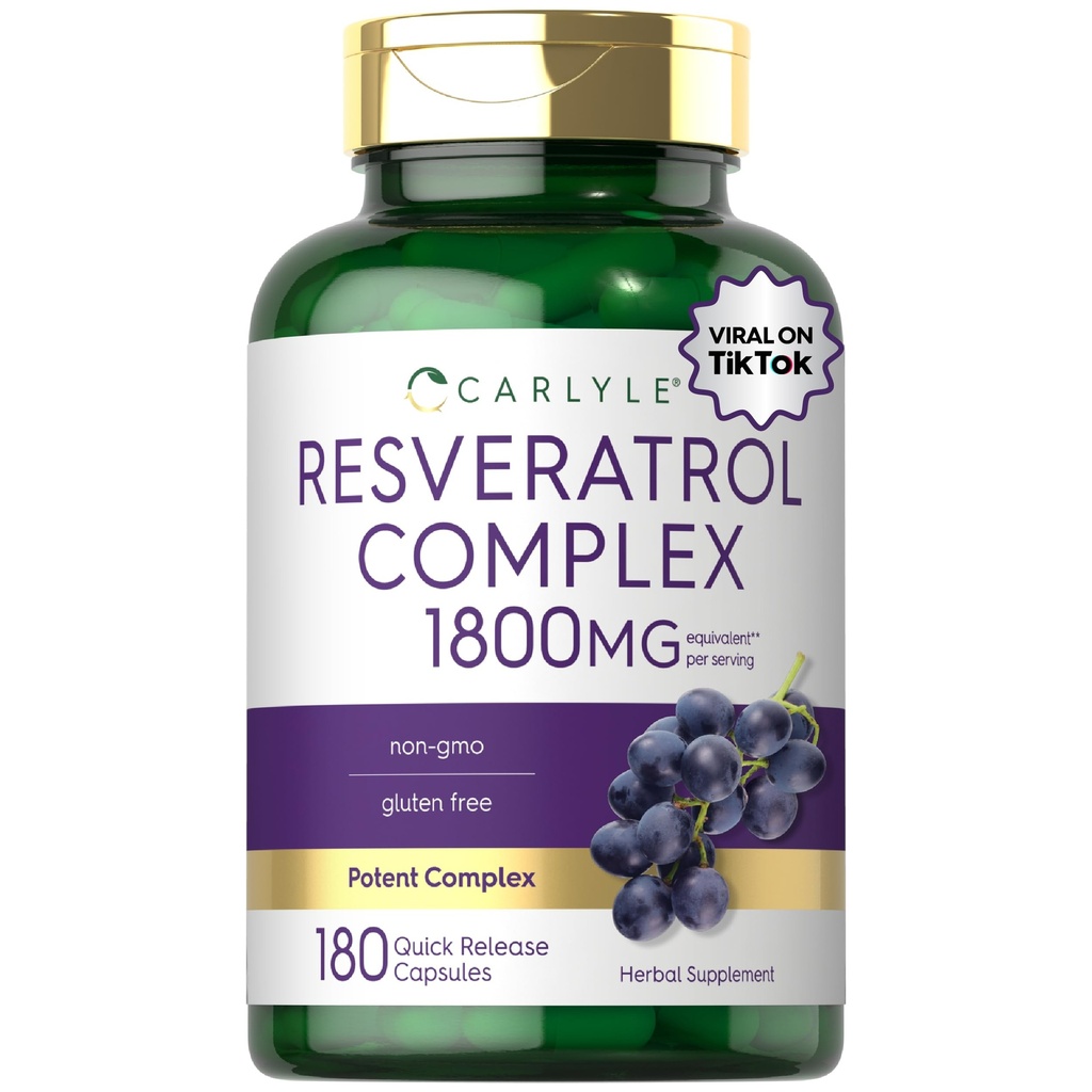 カルライルレスベラトロールサプリメント 1800mg | 180カプセル | ノンGMO&グルテンフリー | ポットコンプレックス