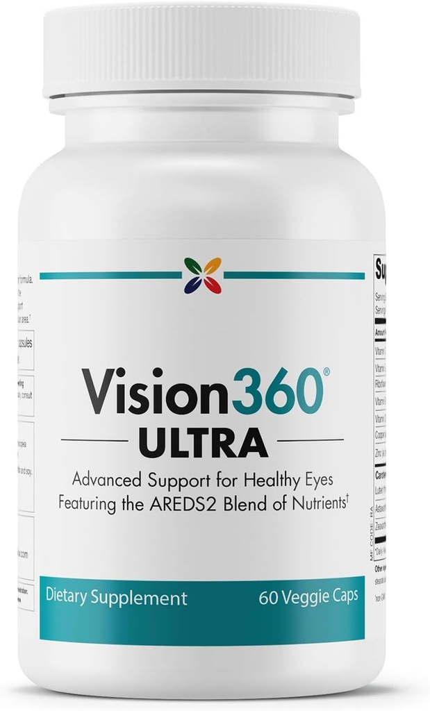 今すぐ老化を停止 - Vision360 Ultra AREDS2 - ビジョンと目の健康 - アイス トレインと疲労 - ビタミンC、ビタミンE、ビタミンD3、ビタミンB2とB12、亜鉛、銅、アスタキサンチン、ルテイン - 60 Vcaps