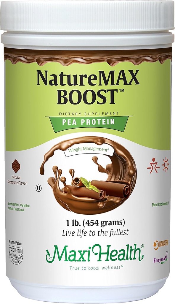 NatureMax BoostTMペアプロテインパウダー - エネルギーサプリメントの食事代替 - サービングあたりの20gタンパク質 - ナチュラルチョコレートフレーバー - Kosherビタミン - 1lb。