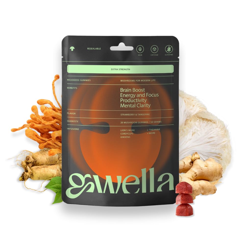 Gwellaは、ライオンのマネ、Panax Ginseng、ジンジャー・ルート、コルディプス、SAM-e、およびNootropics、エネルギーおよび焦点の補足、ビーガン、いちごタンジェリン(20のカウント - 1のパック)を焦点を合わせます