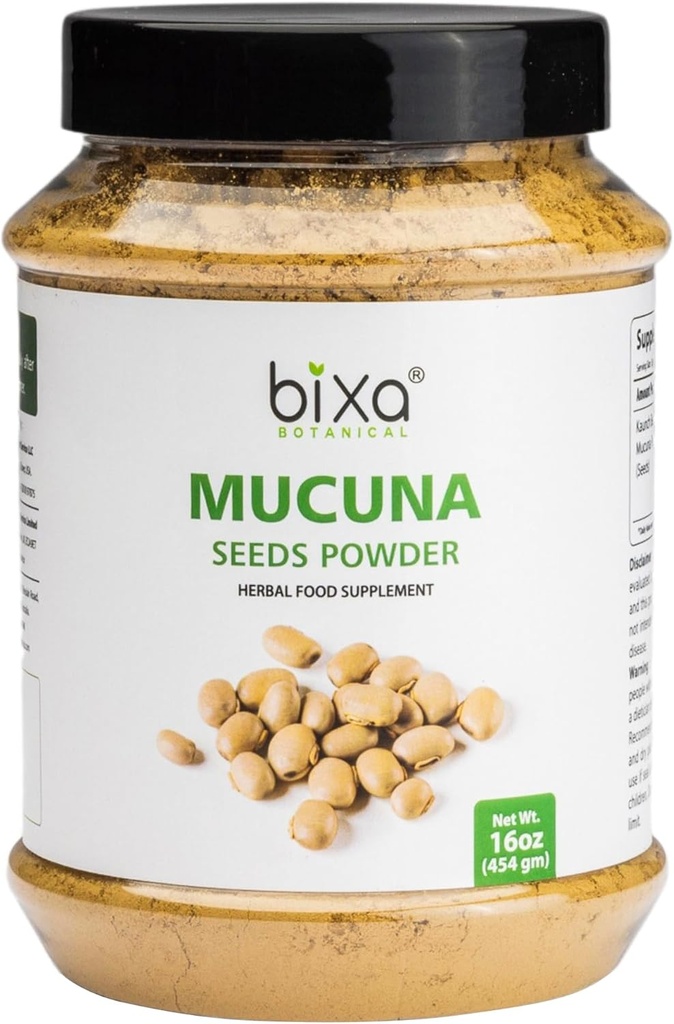 bixa BOTANICAL Mucuna Pruriens パウダー | ビロードビーンズパウダー | カピカチュ | カウンチビー | アユルヴェーダハーブサプリメント | エネルギーブースター | 1 ポンド / 16 OZ | グルテンフリー、GMO、蒸気処理、ビーガン、