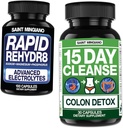 15 Day Cleanse | Colon Detox with Natural Laxative - with - Rapid Rehydr8 Electrolyte Supplements Prevention of Cramping and Supports Muscle Endurance and Recovery - 100 Capsules