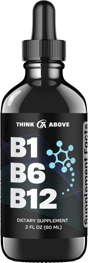 B1 B6 B12のビタミンの液体の低下-Nerve、エネルギー、頭脳サポート補足-Fruty-Likeの味-Methylcobalamin、Thiamine、Pyridoxine - 60の日の供給-男性および女性のための2つのoz -単に作られる