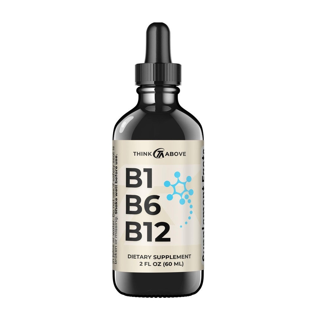 B1 B6 B12のビタミンの液体の低下-Nerve、エネルギー、頭脳サポート補足-Fruty-Likeの味-Methylcobalamin、Thiamine、Pyridoxine - 60の日の供給-男性および女性のための2つのoz -単に作られる
