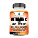 アメリカンスタンダードはビタミンC 2000mg、亜鉛40mg、ローズヒップをサービングあたり50mg、ビーガン、グルテンフリー、非GMO(120カウント)を補います