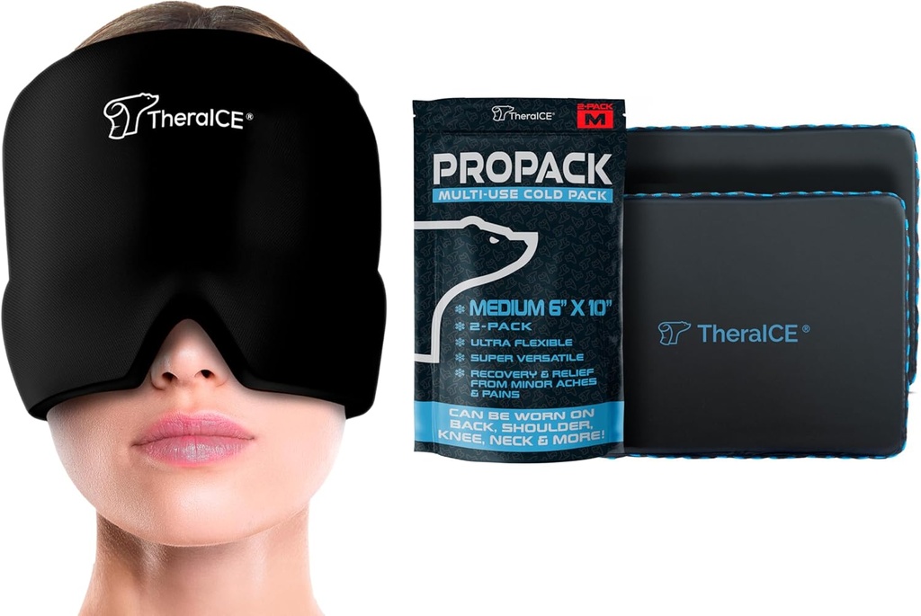 Theraiceの頭痛及び片頭痛の救助の帽子及びTheraiceのプロパックのアイスパック