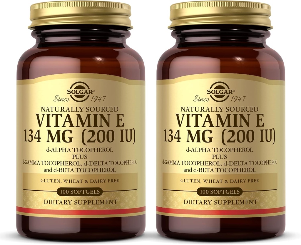 SOLGARビタミンE 200 IU - 100 Softgels、2のパック - 天然酸化防止剤、免疫システムサポート - グルテンフリー、酪農場無料 - 200 Totalサービング