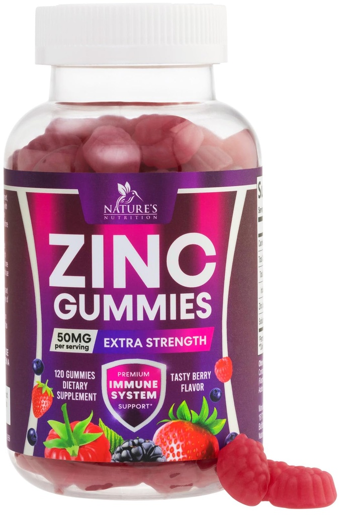 亜鉛グミー50mg - 骨の皮及び免疫サポート健康のガミー及び大人のための優れた酸化防止Chewable - 高吸収のビーガン、グルテンフリー亜鉛はビタミンを補います - おいの果実味 - 120グミ